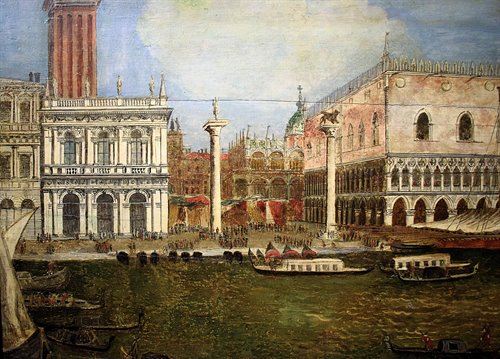 Venise, la Régate Historique défile sous le Palais des Doges.
